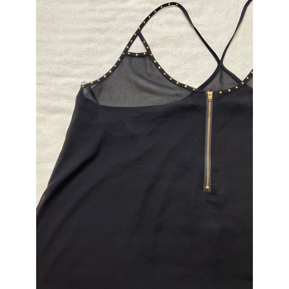 Finesse Black Sheer Studded Strappy Tank Zipper 2XL  Stylish Office Party Dressy - Picture 3 of 16